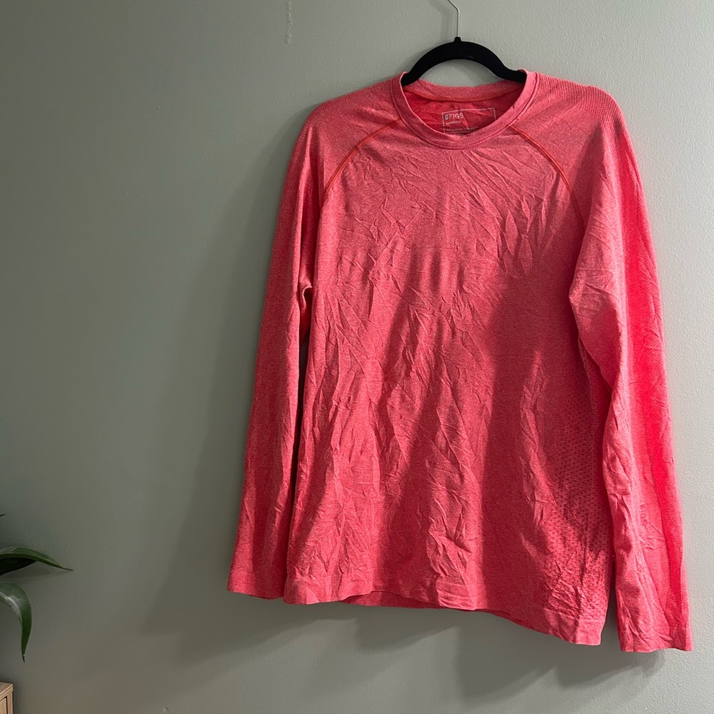 Figs Long Sleeve Crew Neck Top Pop Red